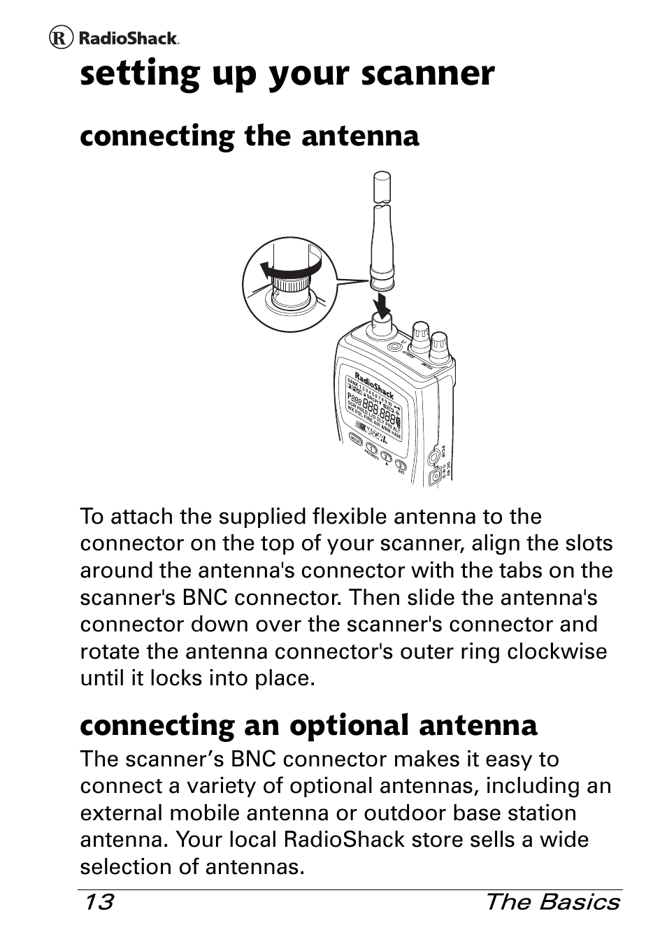 Setting up your scanner | Radio Shack Pro 84 User Manual | Page 13 / 64