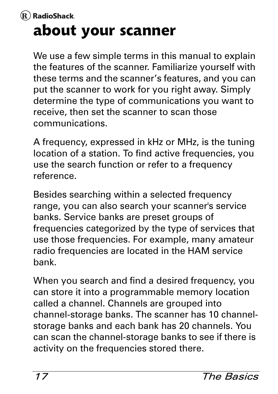 About your scanner | Radio Shack Pro 84 User Manual | Page 17 / 64