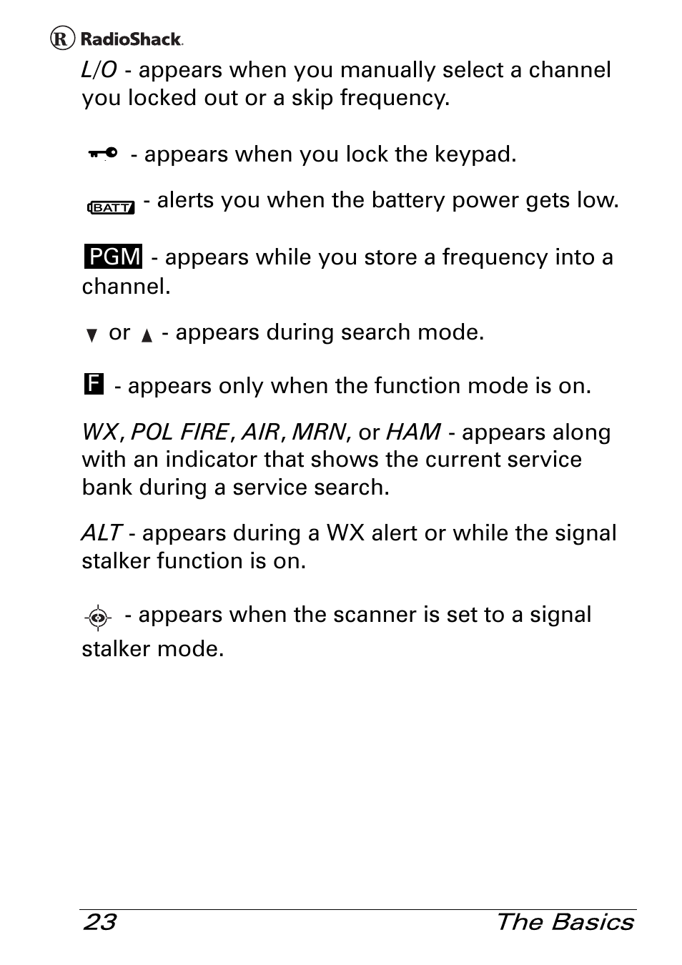 Radio Shack Pro 84 User Manual | Page 23 / 64