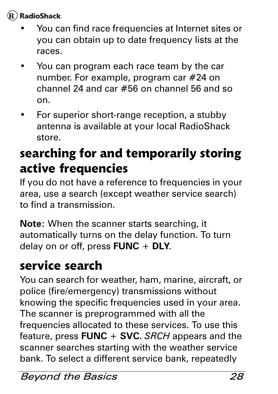 Service search | Radio Shack Pro 84 User Manual | Page 28 / 64