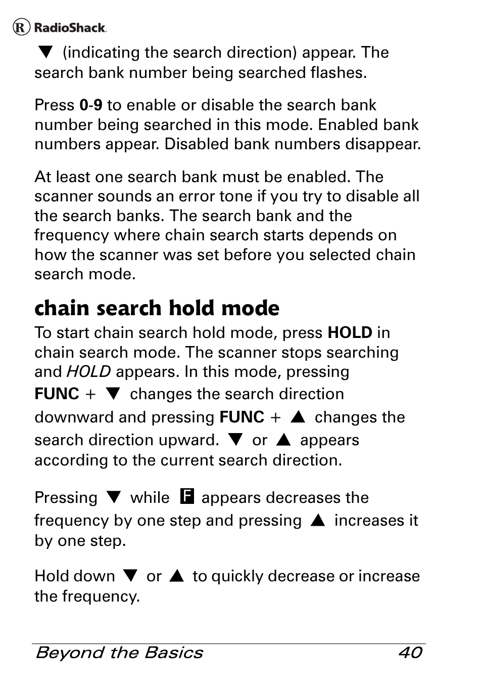 Chain search hold mode | Radio Shack Pro 84 User Manual | Page 40 / 64