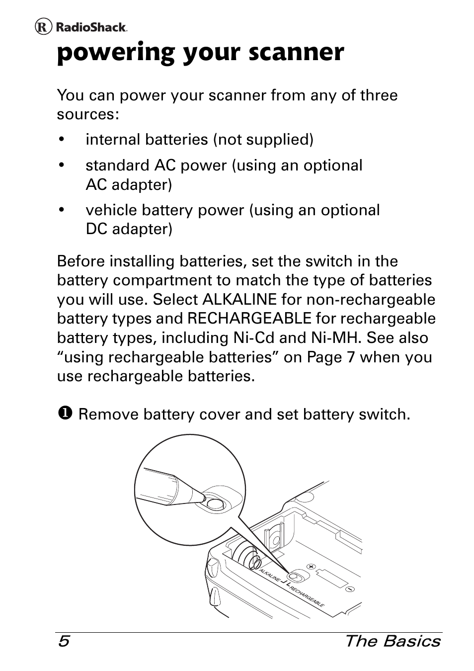 Powering your scanner | Radio Shack Pro 84 User Manual | Page 5 / 64