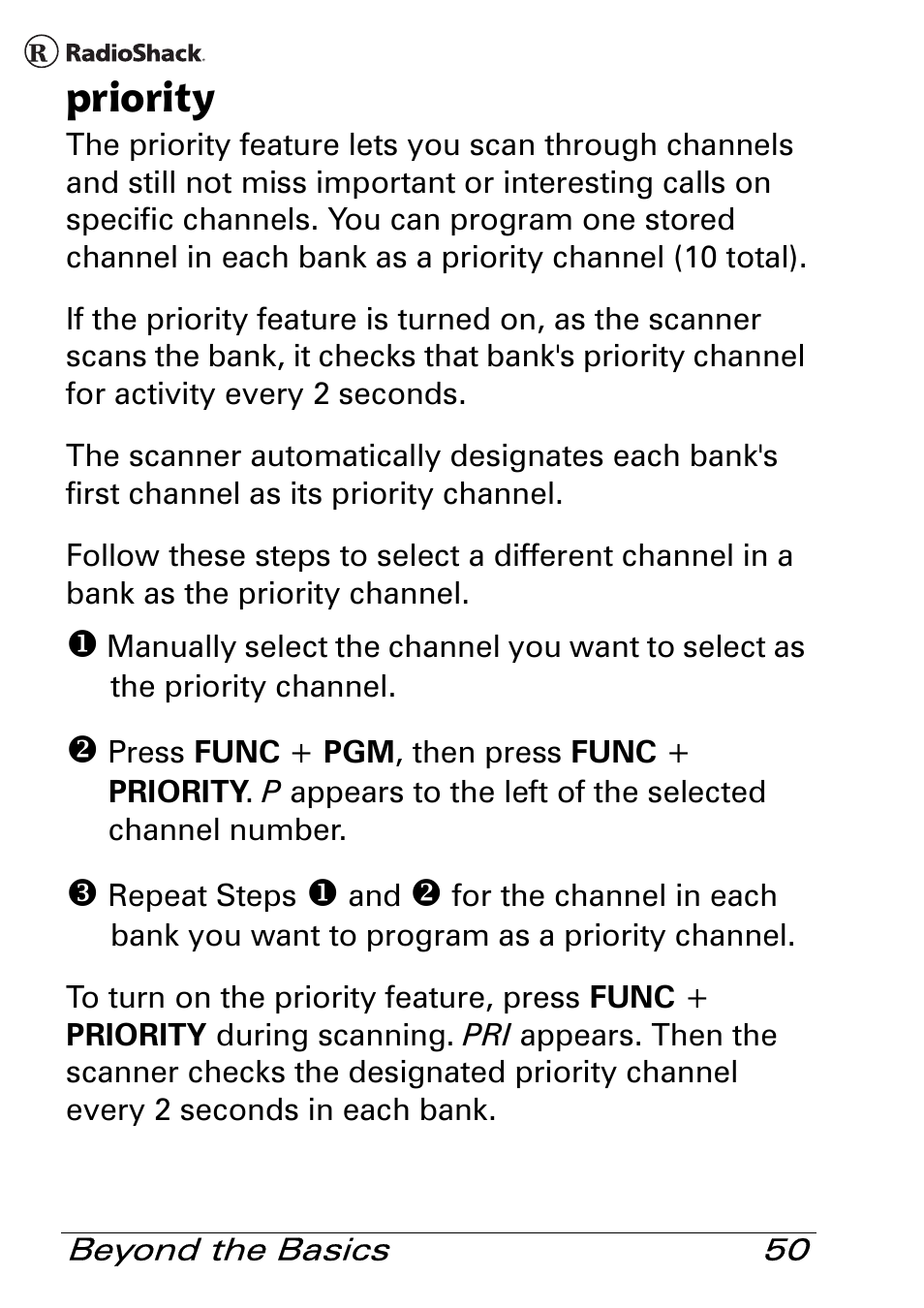 Priority | Radio Shack Pro 84 User Manual | Page 50 / 64