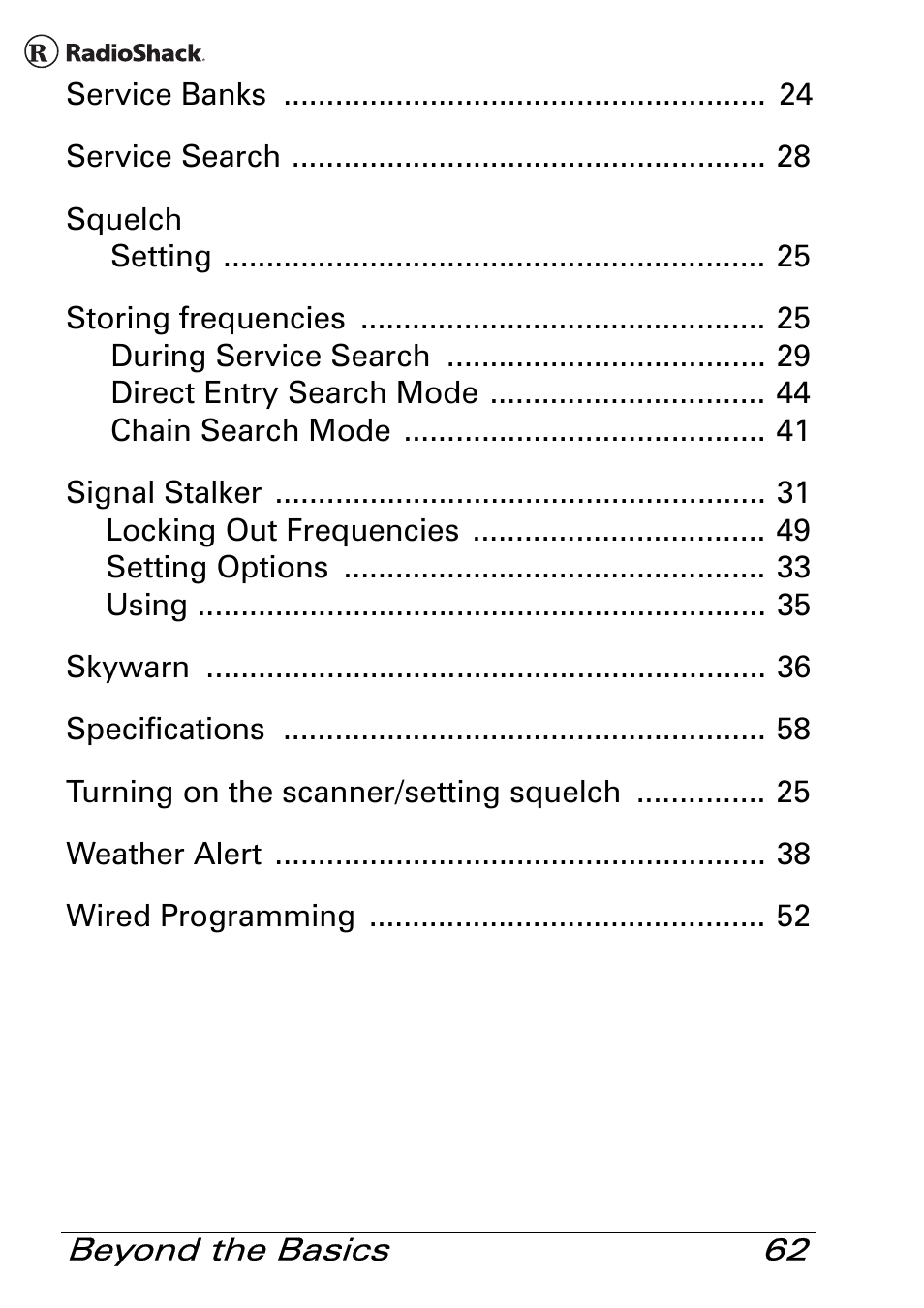 Radio Shack Pro 84 User Manual | Page 62 / 64