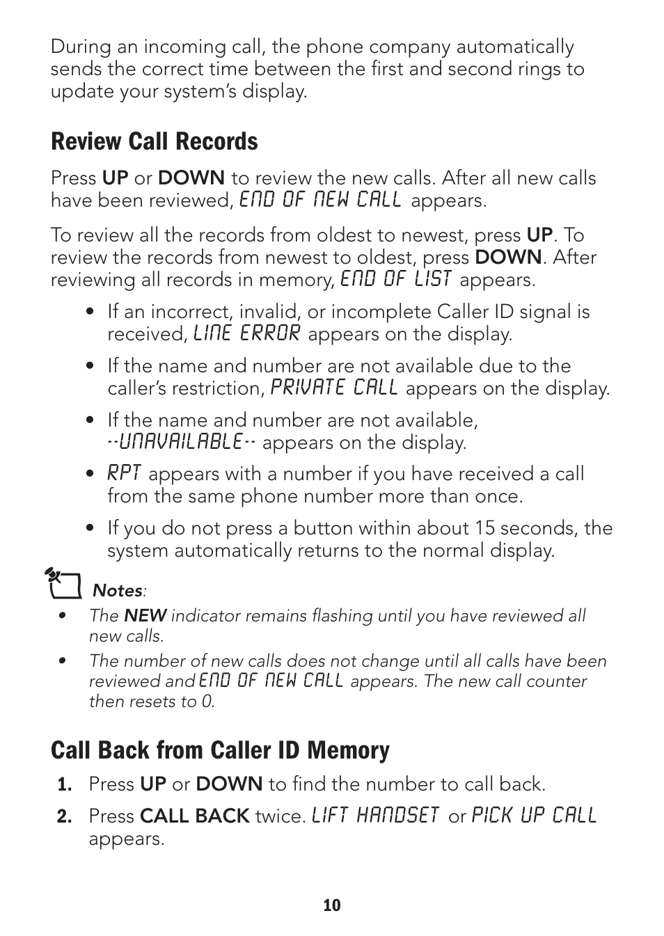 Review call records | Radio Shack 43-3905 User Manual | Page 10 / 14