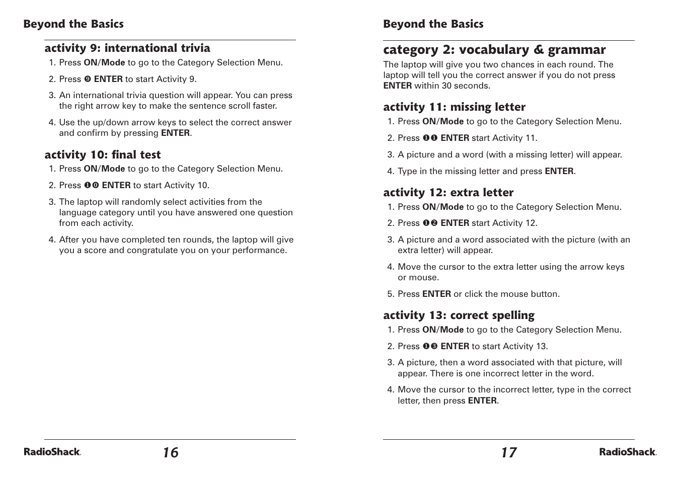 Category 2: vocabulary & grammar | Radio Shack 60-2642 User Manual | Page 9 / 23