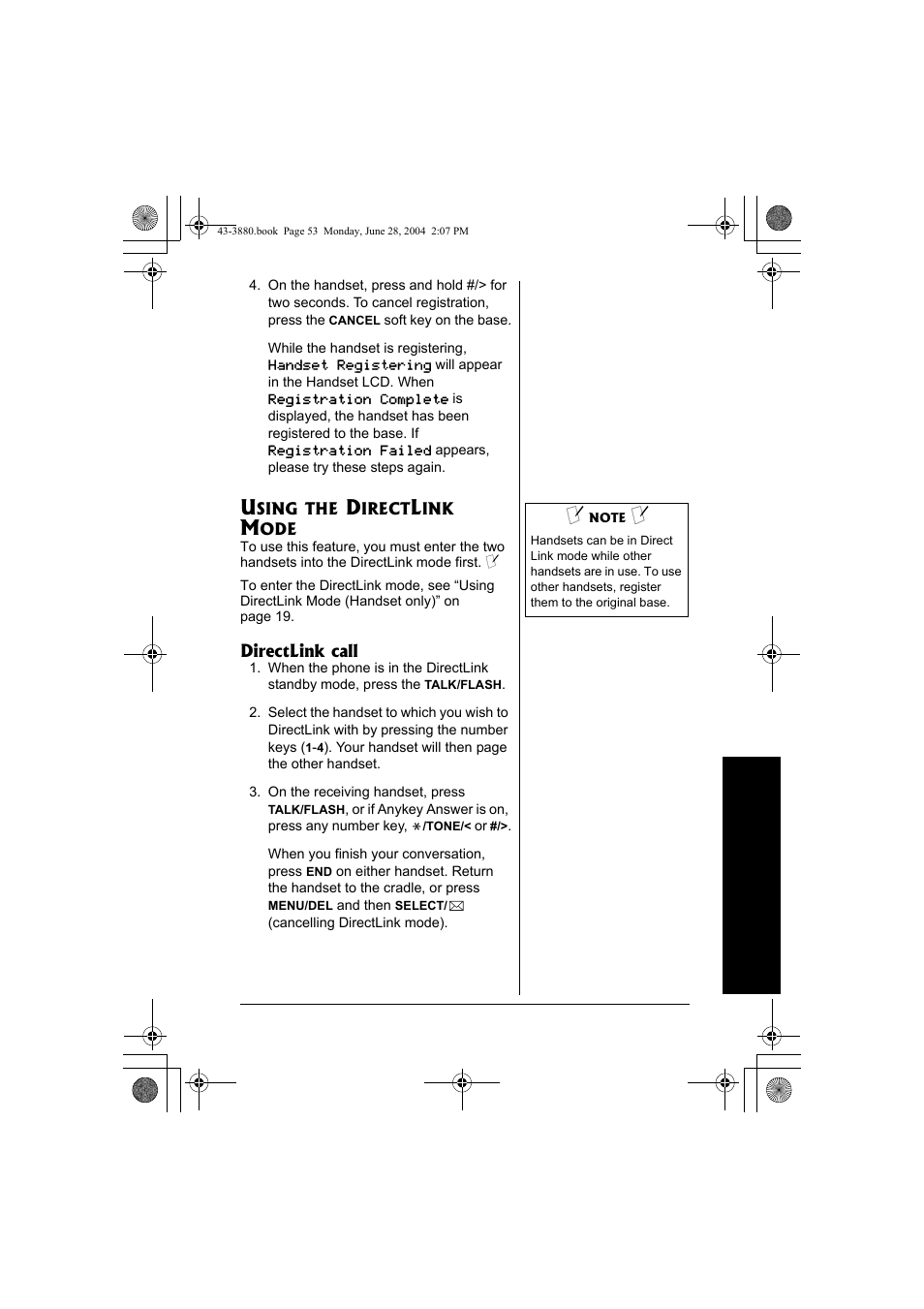 Using the directlink mode | Radio Shack 43-3872 User Manual | Page 53 / 76