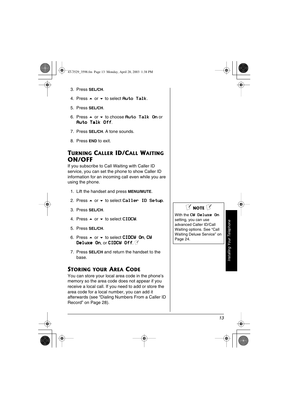 Id/c, On/off | Radio Shack 43-3598 User Manual | Page 13 / 36