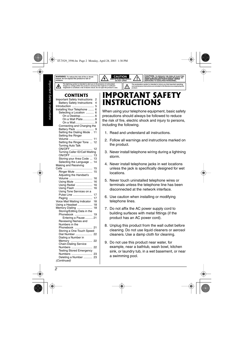 Radio Shack 43-3598 User Manual | Page 2 / 36
