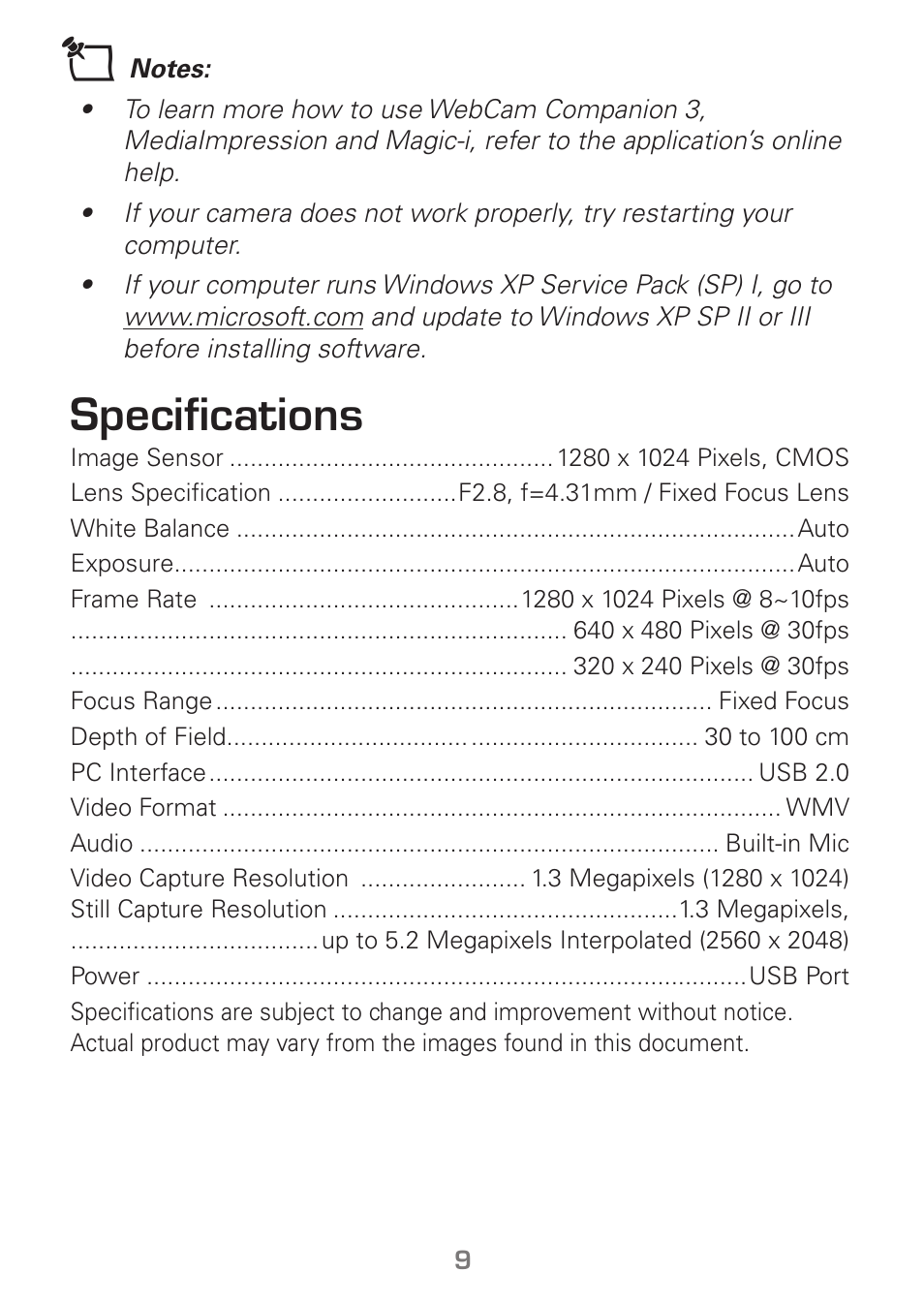 Specifications | Radio Shack Gigaware 25-1178 User Manual | Page 9 / 12