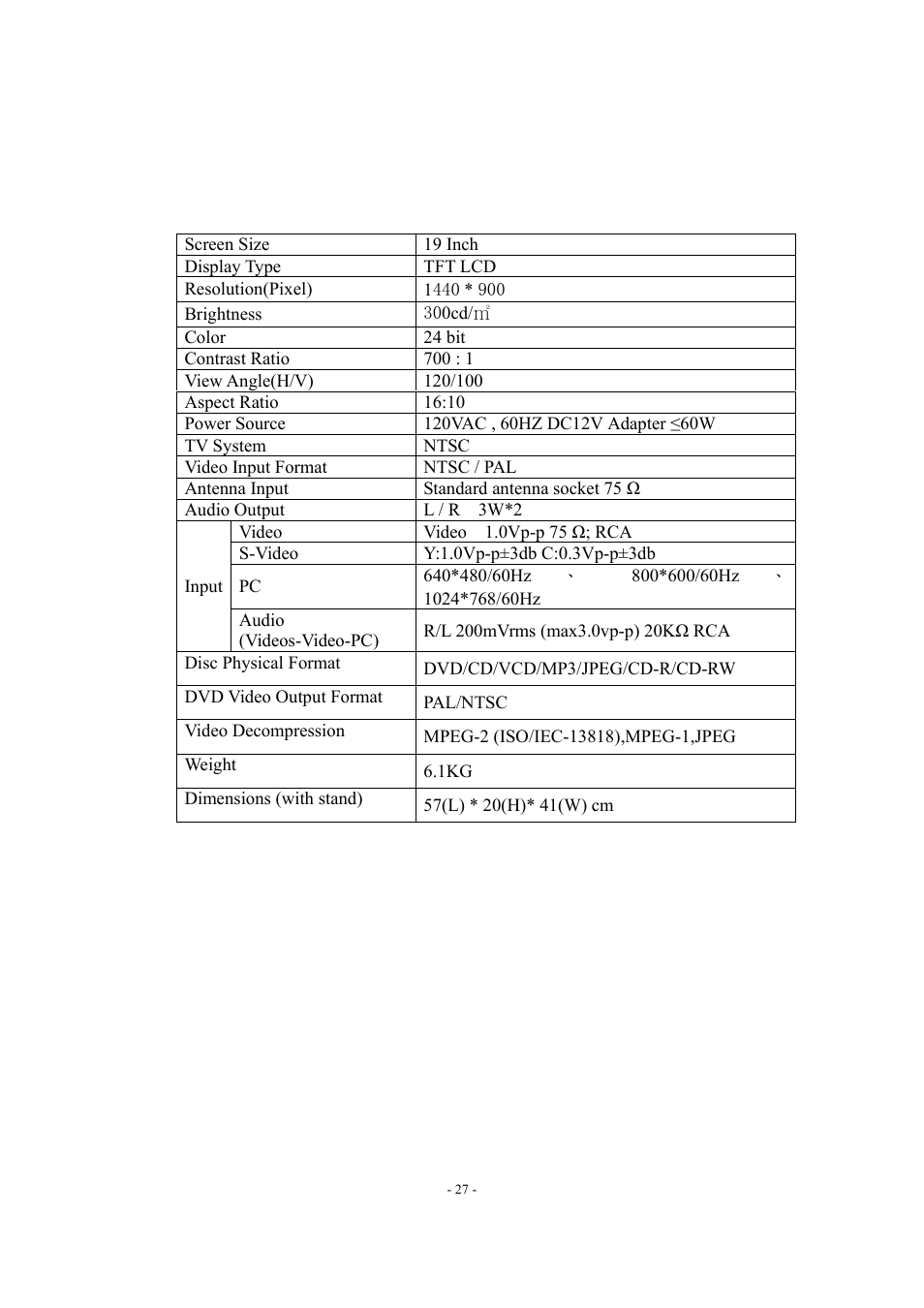 Specifications | Radio Shack P20LCDD User Manual | Page 28 / 28