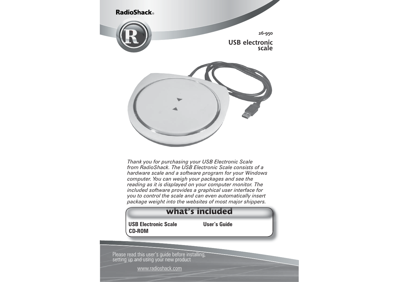 Radio Shack USB Electronic Scale User Manual | 11 pages