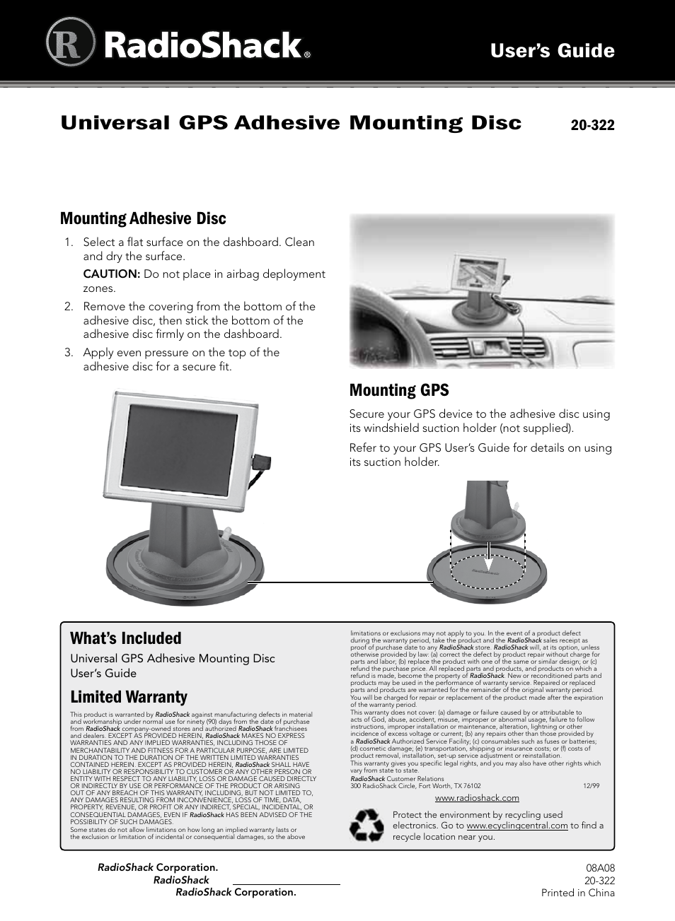 Radio Shack 20-322 User Manual | 1 page