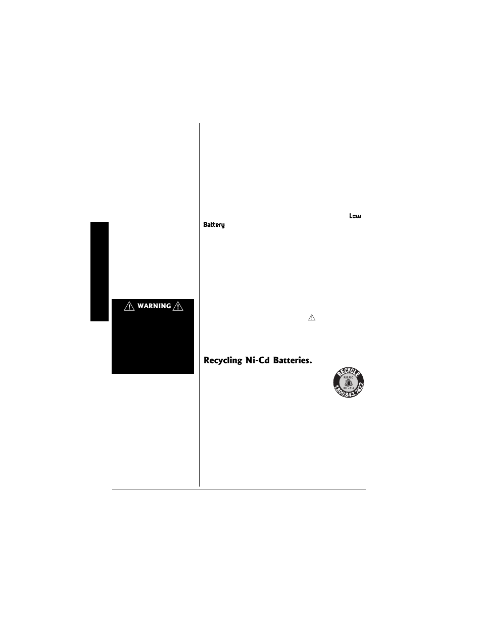 Recycling ni-cd batteries | Radio Shack 43-3817 User Manual | Page 10 / 40