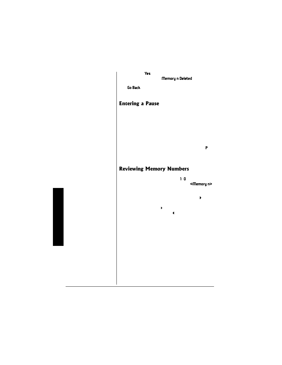 Entering a pause reviewing memory numbers | Radio Shack 43-3817 User Manual | Page 20 / 40