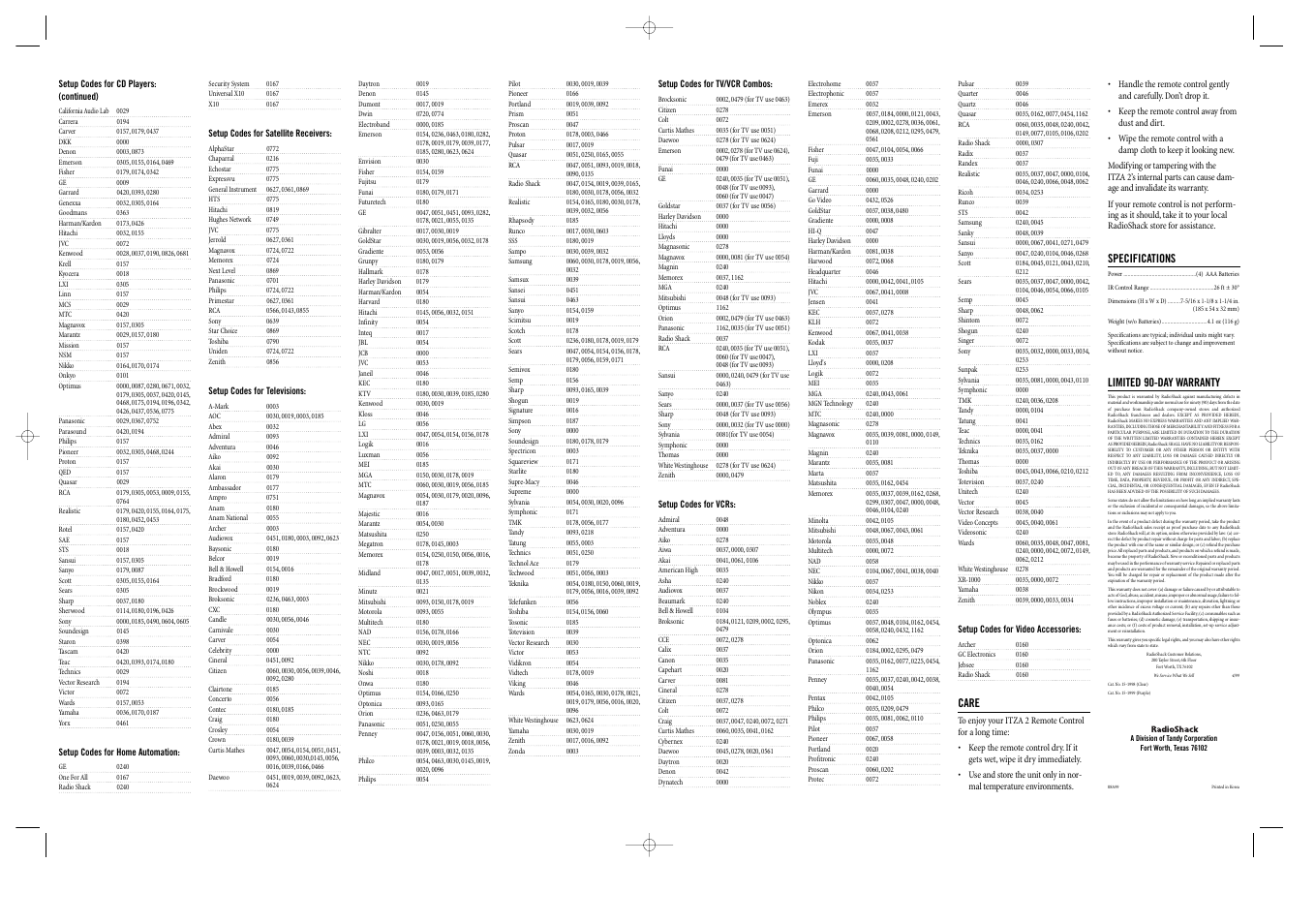 Radio Shack ITZA 2 User Manual | Page 2 / 2