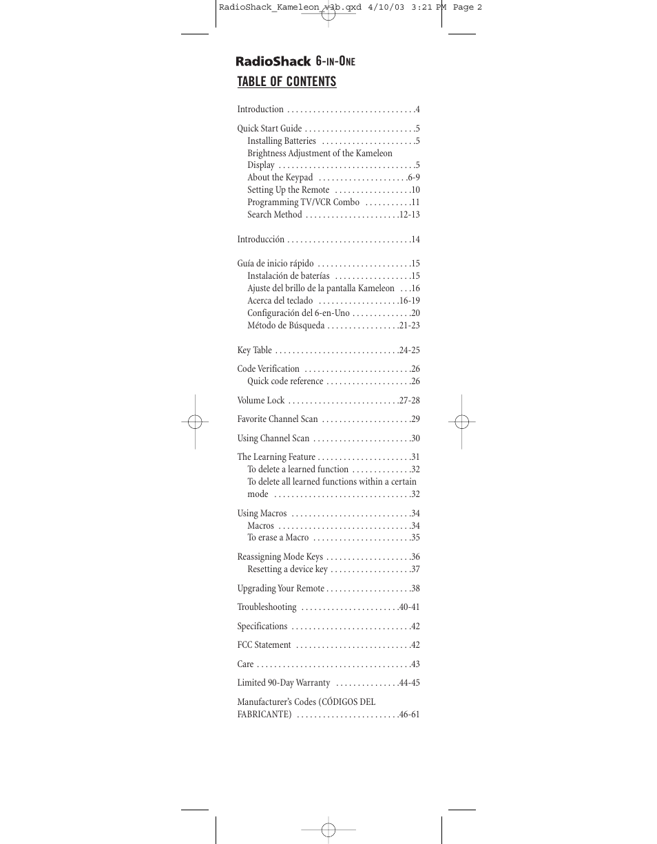 Radio Shack TOUCHSCREEN REMOTE User Manual | Page 2 / 62