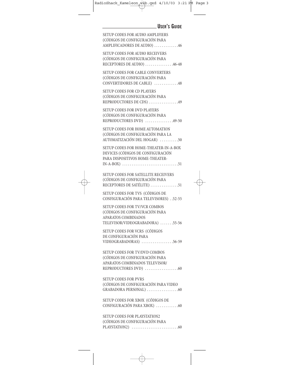 Radio Shack TOUCHSCREEN REMOTE User Manual | Page 3 / 62