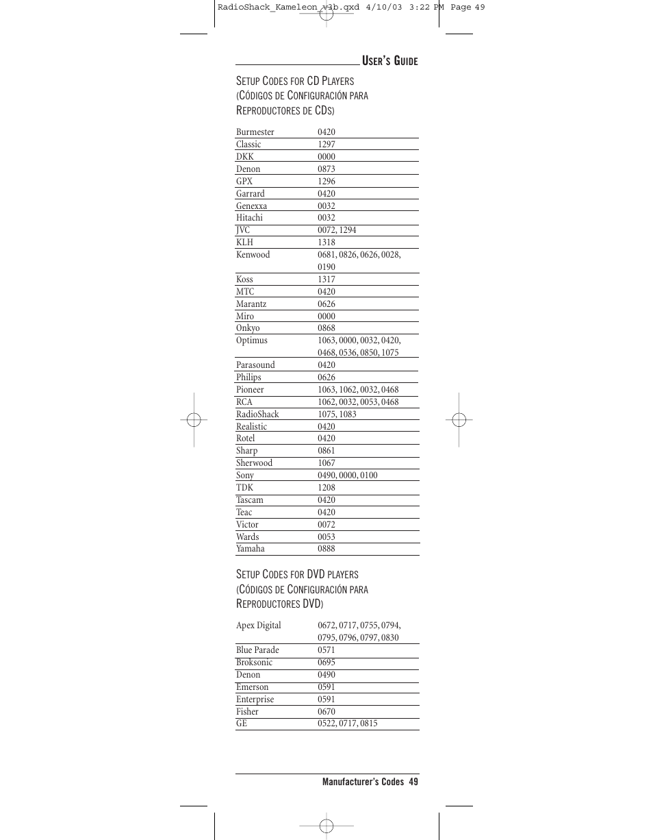 Radio Shack TOUCHSCREEN REMOTE User Manual | Page 49 / 62
