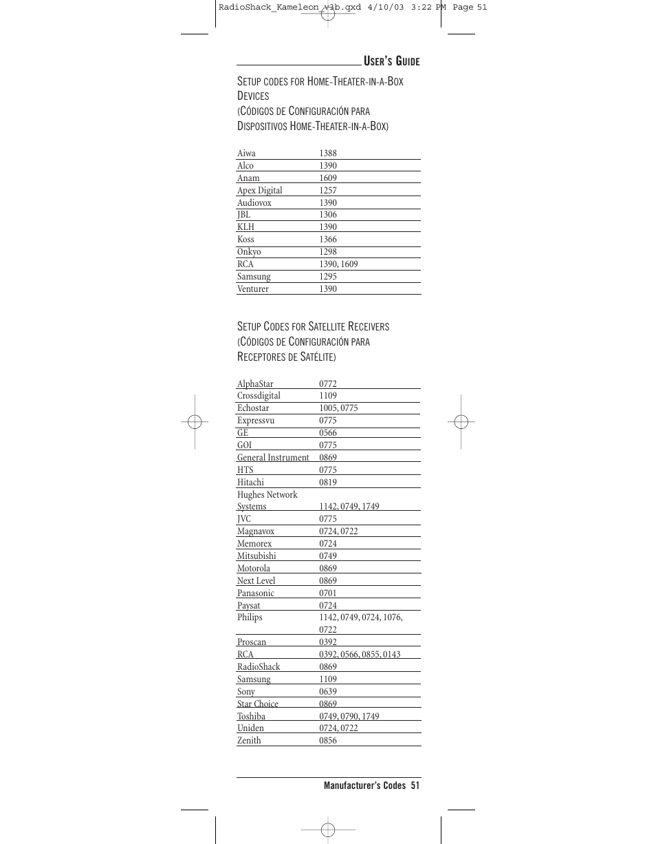 Radio Shack TOUCHSCREEN REMOTE User Manual | Page 51 / 62