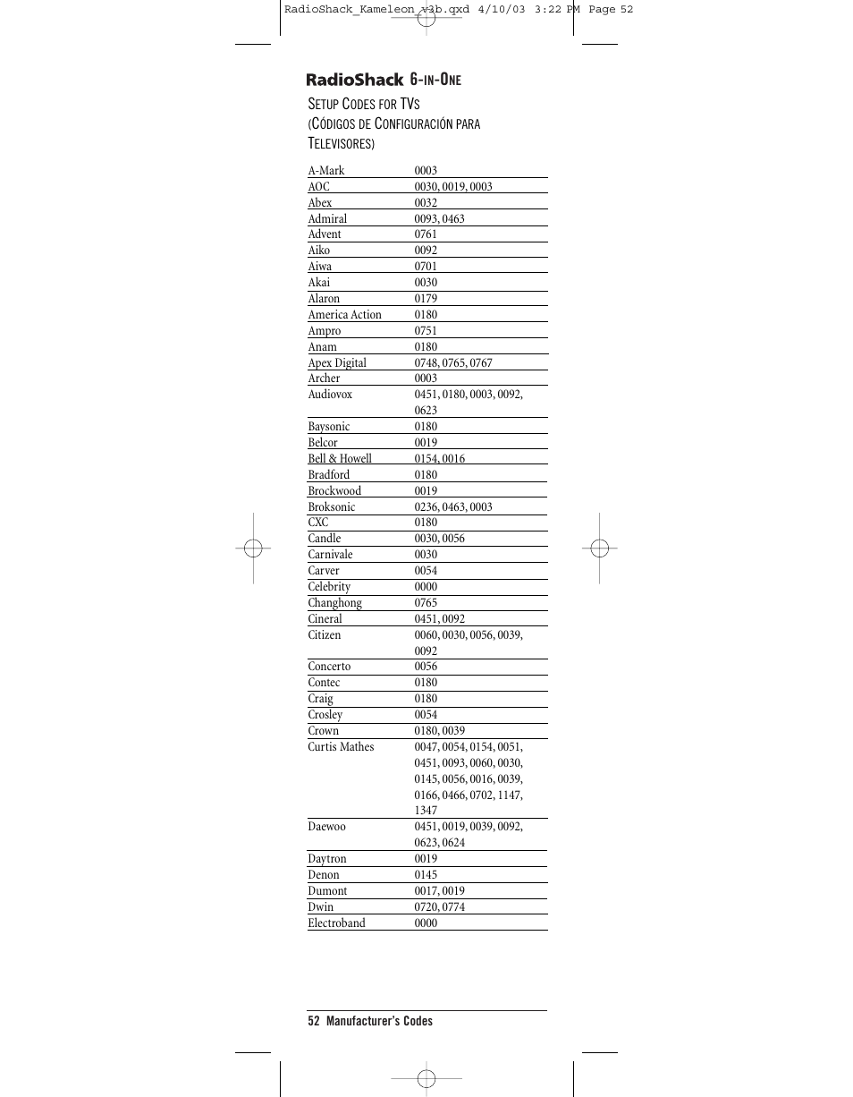 Radio Shack TOUCHSCREEN REMOTE User Manual | Page 52 / 62
