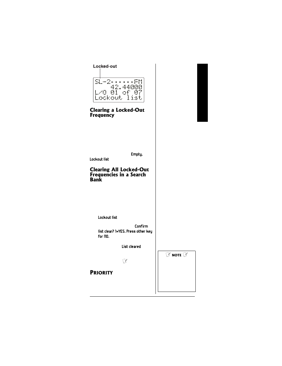 Clearing a locked-out frequency | Radio Shack PRO-95 User Manual | Page 47 / 92