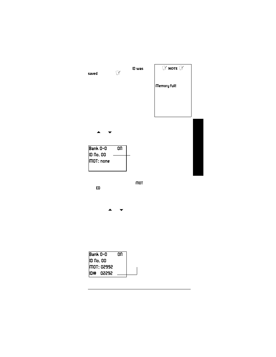 Bank 0-0 on id no. 00 mot: none | Radio Shack PRO-95 User Manual | Page 63 / 92
