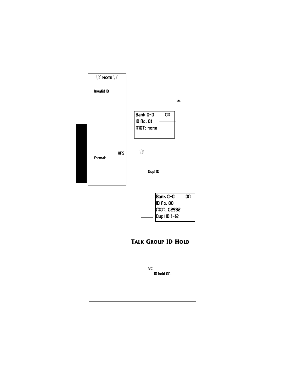 Id h, Bank 0-0 on id no. 01 mot: none | Radio Shack PRO-95 User Manual | Page 64 / 92