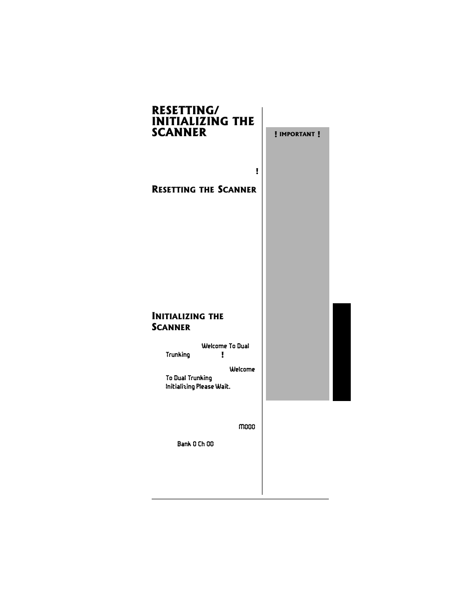 Resetting/ initializing the scanner | Radio Shack PRO-95 User Manual | Page 83 / 92