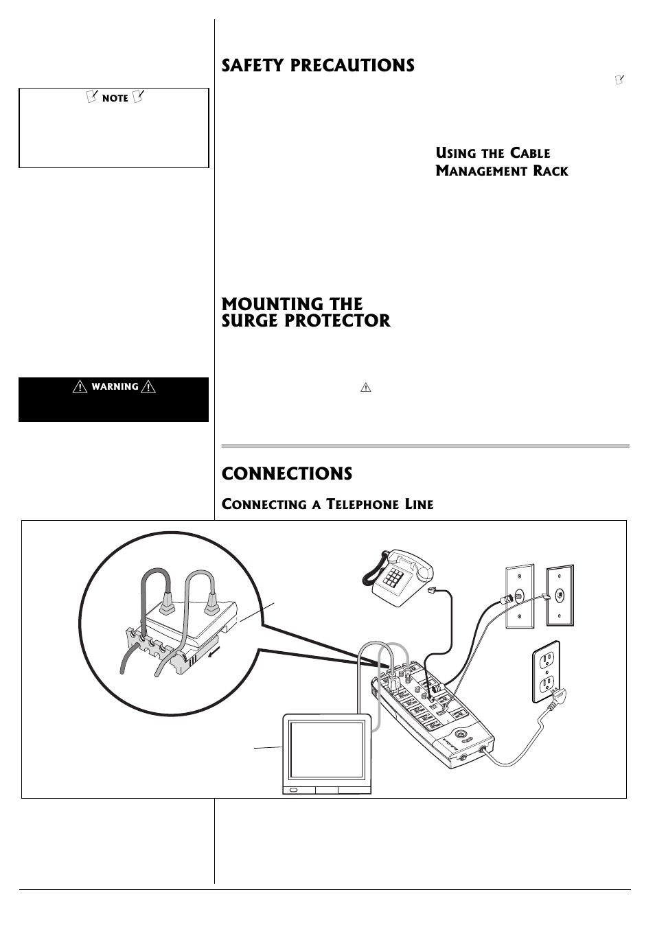 Al a r m, Fax/modem in, Fax/modem out | Tv cable management rack | Radio Shack 61-2433 User Manual | Page 2 / 4