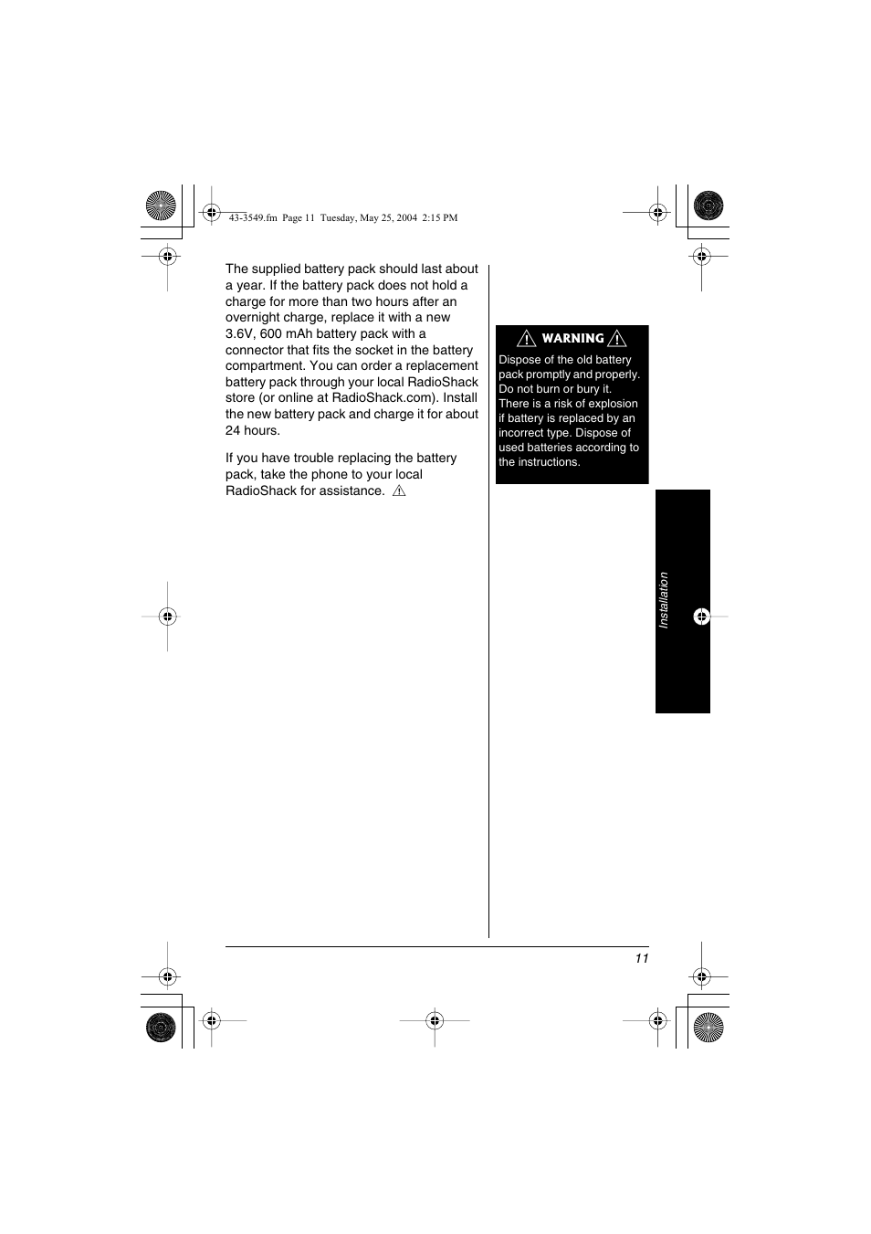 Radio Shack 43-3549 User Manual | Page 11 / 36