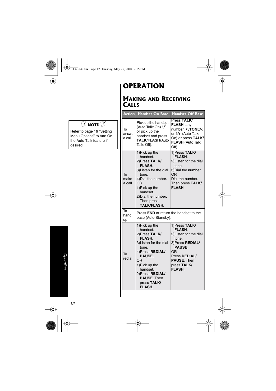 Operation | Radio Shack 43-3549 User Manual | Page 12 / 36