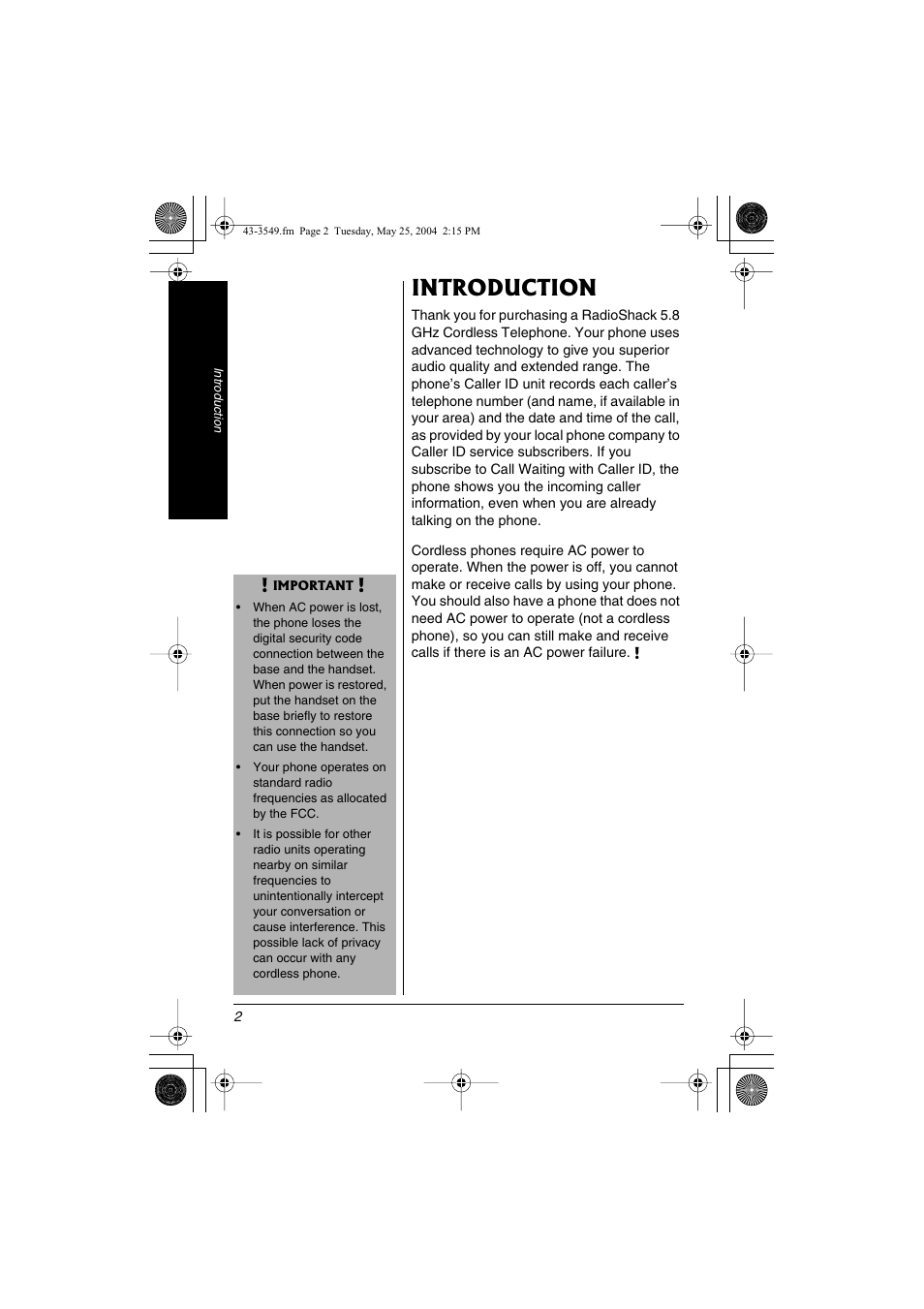 Introduction | Radio Shack 43-3549 User Manual | Page 2 / 36