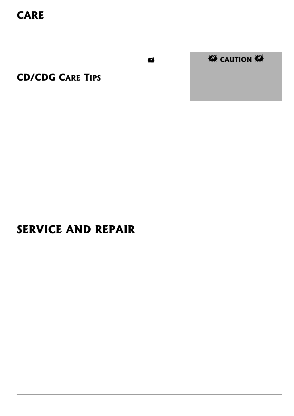 Care, Cd/cdg care tips, Service and repair | Radio Shack 32-1167 User Manual | Page 10 / 13