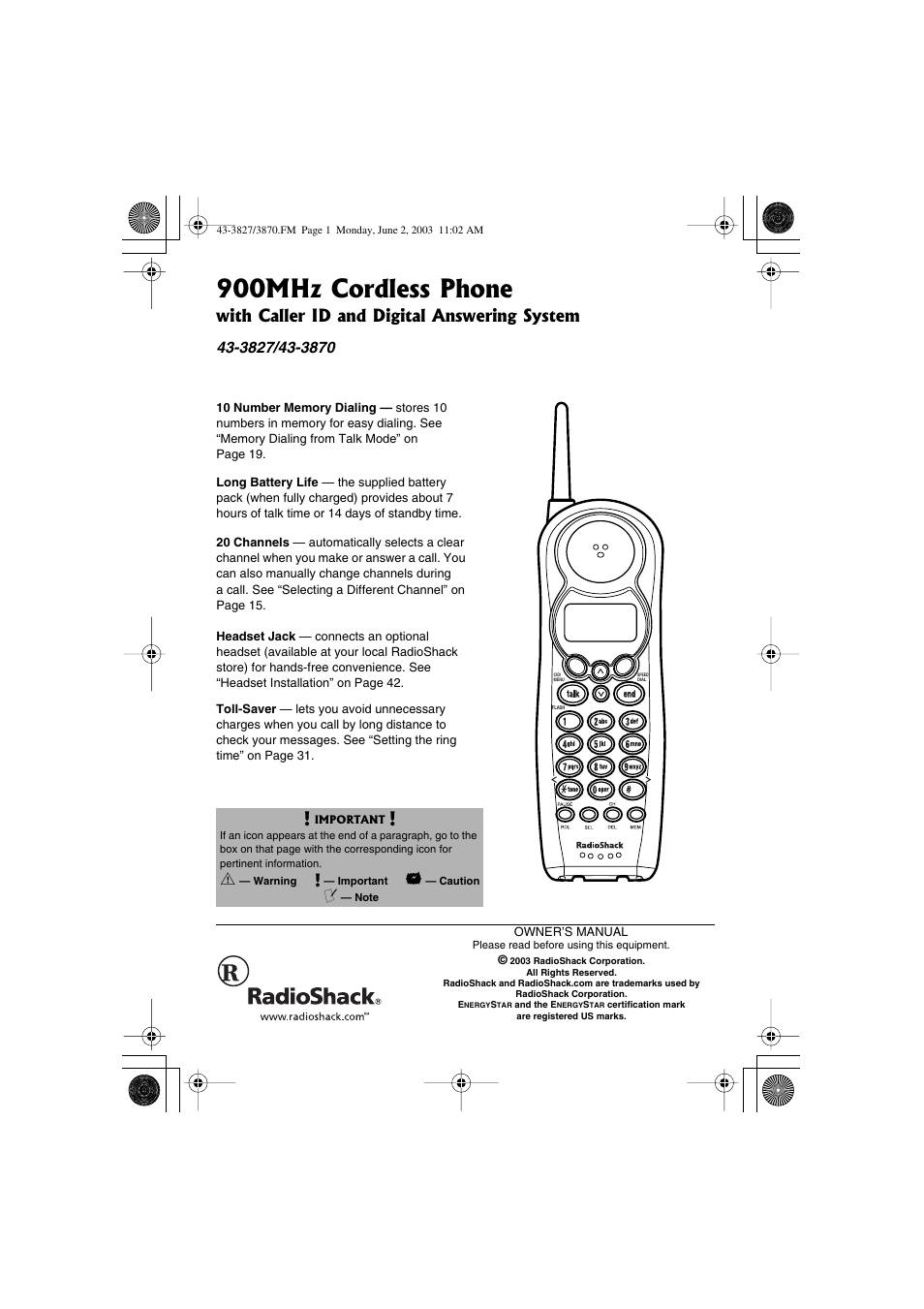 Radio Shack 43-3827 User Manual | 48 pages