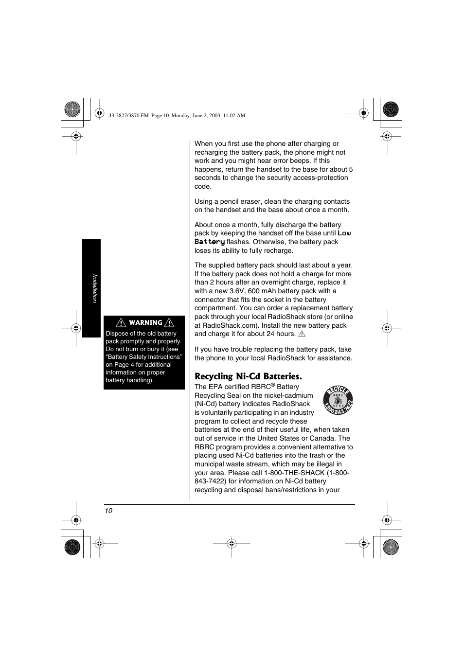 Radio Shack 43-3827 User Manual | Page 10 / 48