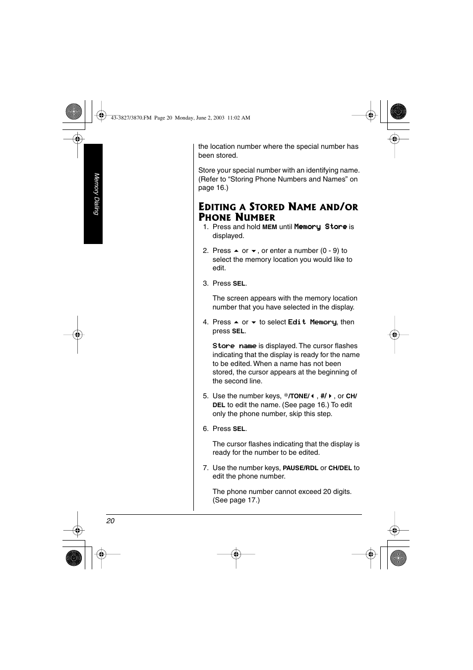 Radio Shack 43-3827 User Manual | Page 20 / 48