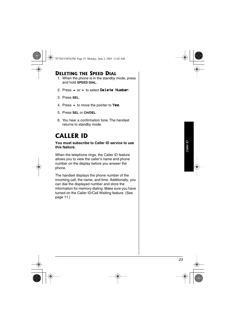 Caller id | Radio Shack 43-3827 User Manual | Page 23 / 48