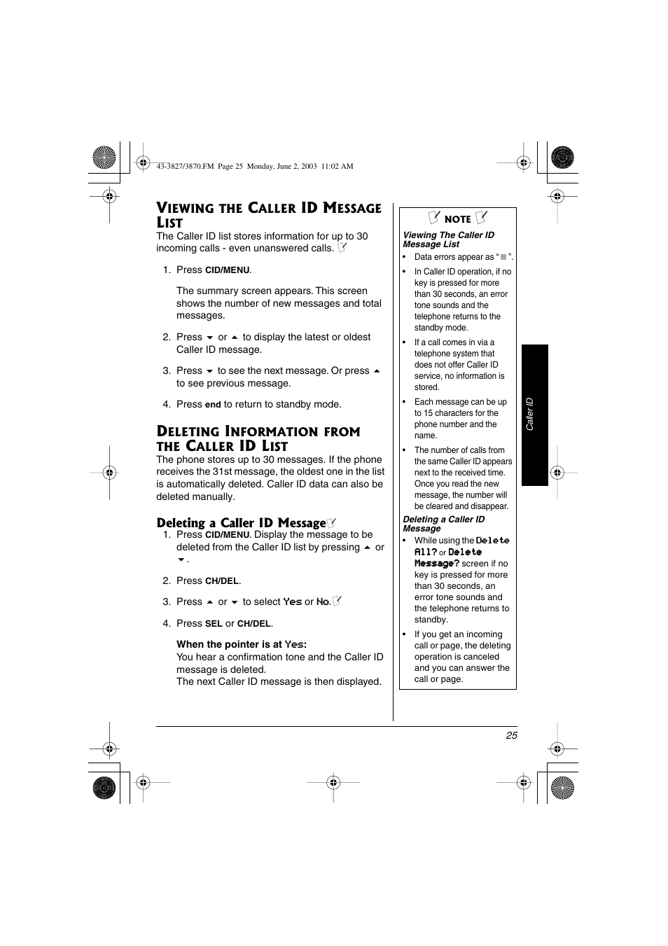 Id m, Id l | Radio Shack 43-3827 User Manual | Page 25 / 48