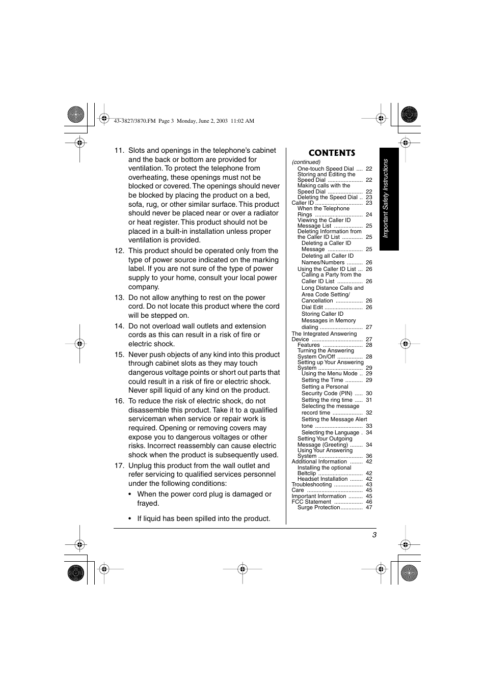 Radio Shack 43-3827 User Manual | Page 3 / 48