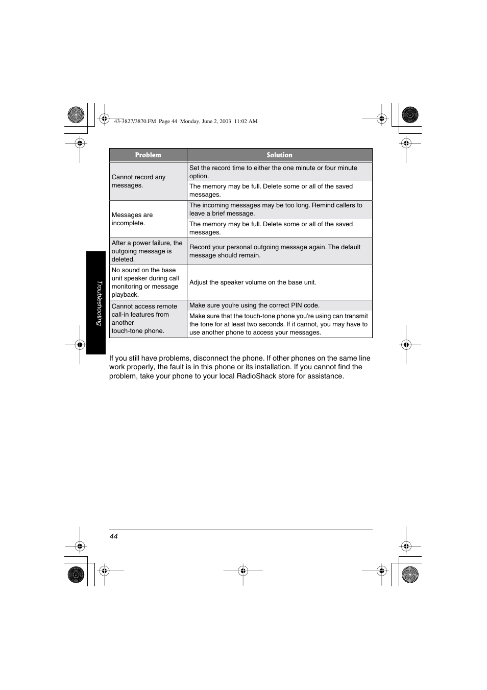 Radio Shack 43-3827 User Manual | Page 44 / 48