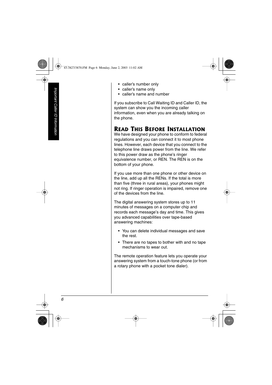 Radio Shack 43-3827 User Manual | Page 6 / 48