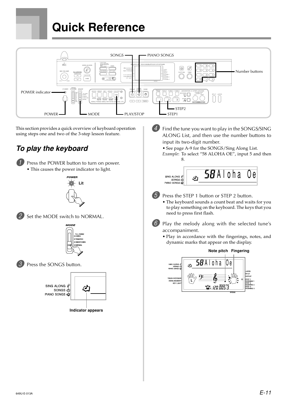 Quick reference | Radio Shack LK-1500 User Manual | Page 13 / 80