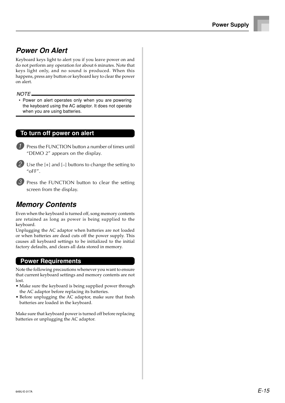 Power on alert | Radio Shack LK-1500 User Manual | Page 17 / 80