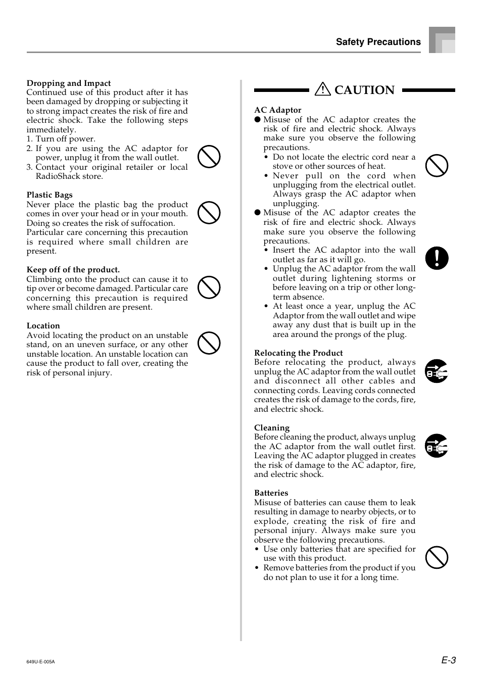 Caution | Radio Shack LK-1500 User Manual | Page 5 / 80