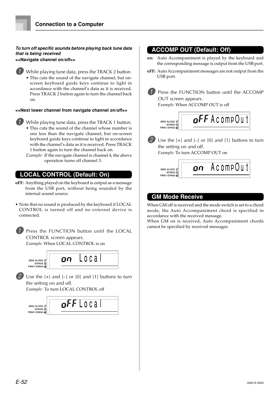 A c o m, O u t | Radio Shack LK-1500 User Manual | Page 54 / 80