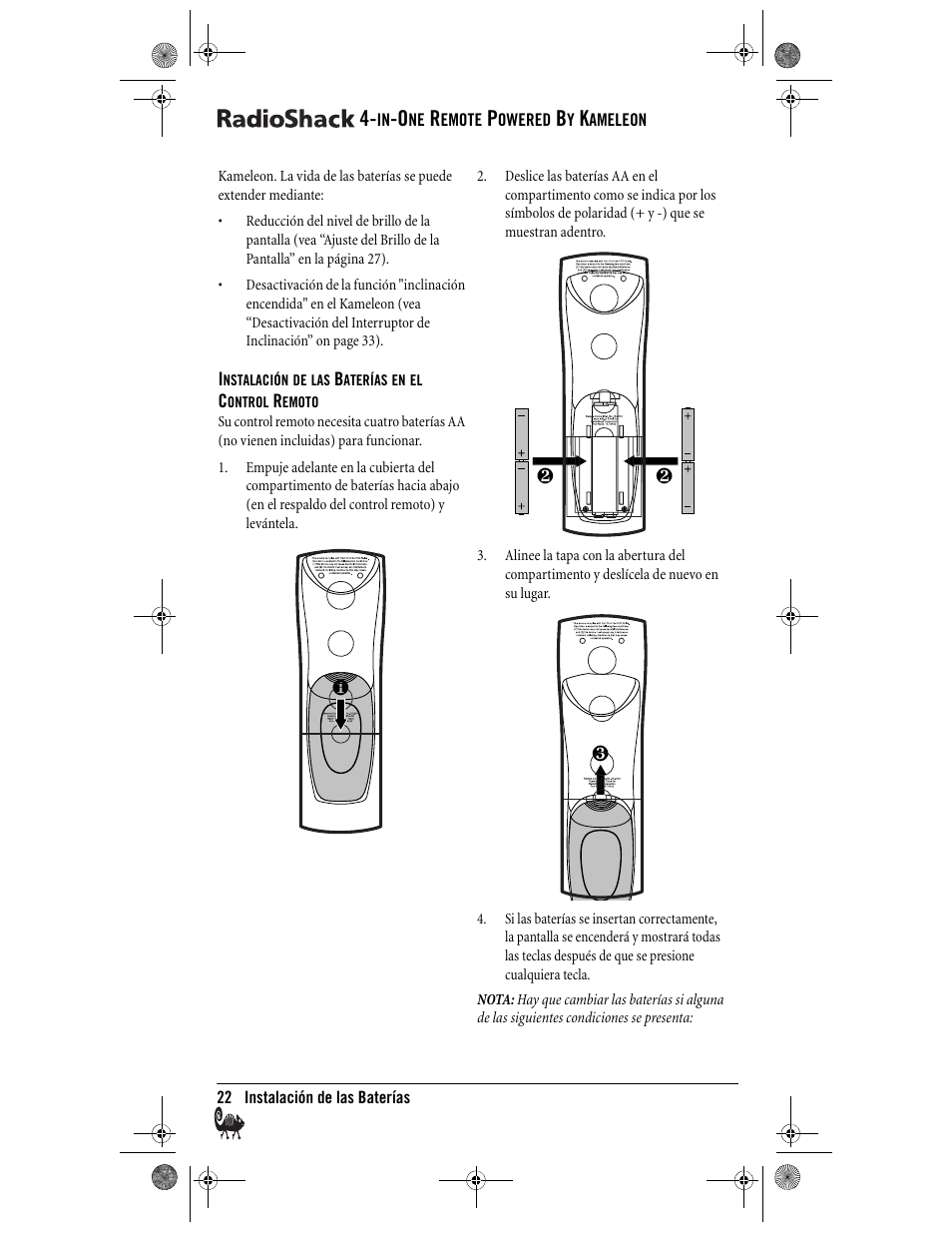 Radio Shack Kameleon 4-in-One User Manual | Page 22 / 58