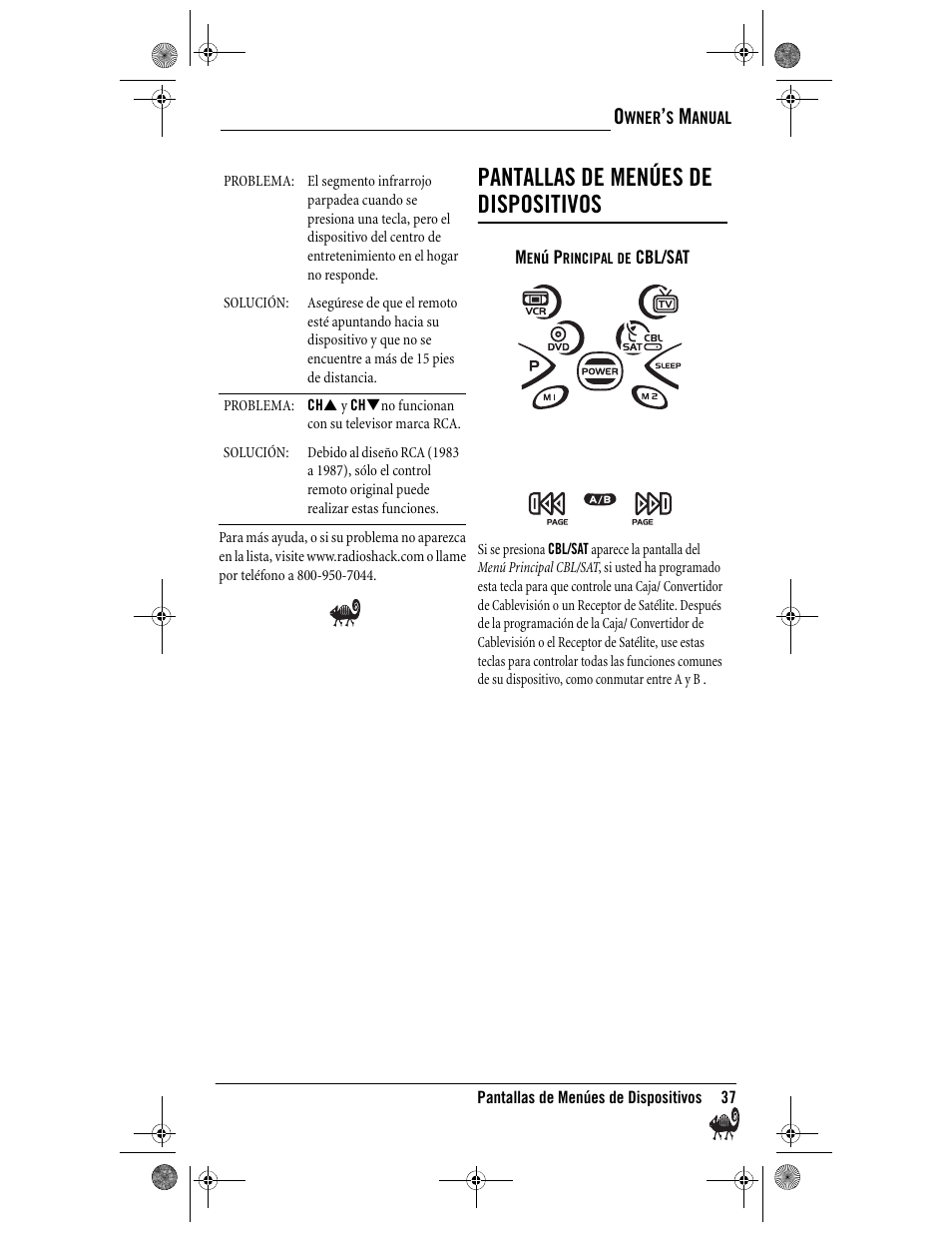 Pantallas de menúes de dispositivos | Radio Shack Kameleon 4-in-One User Manual | Page 37 / 58