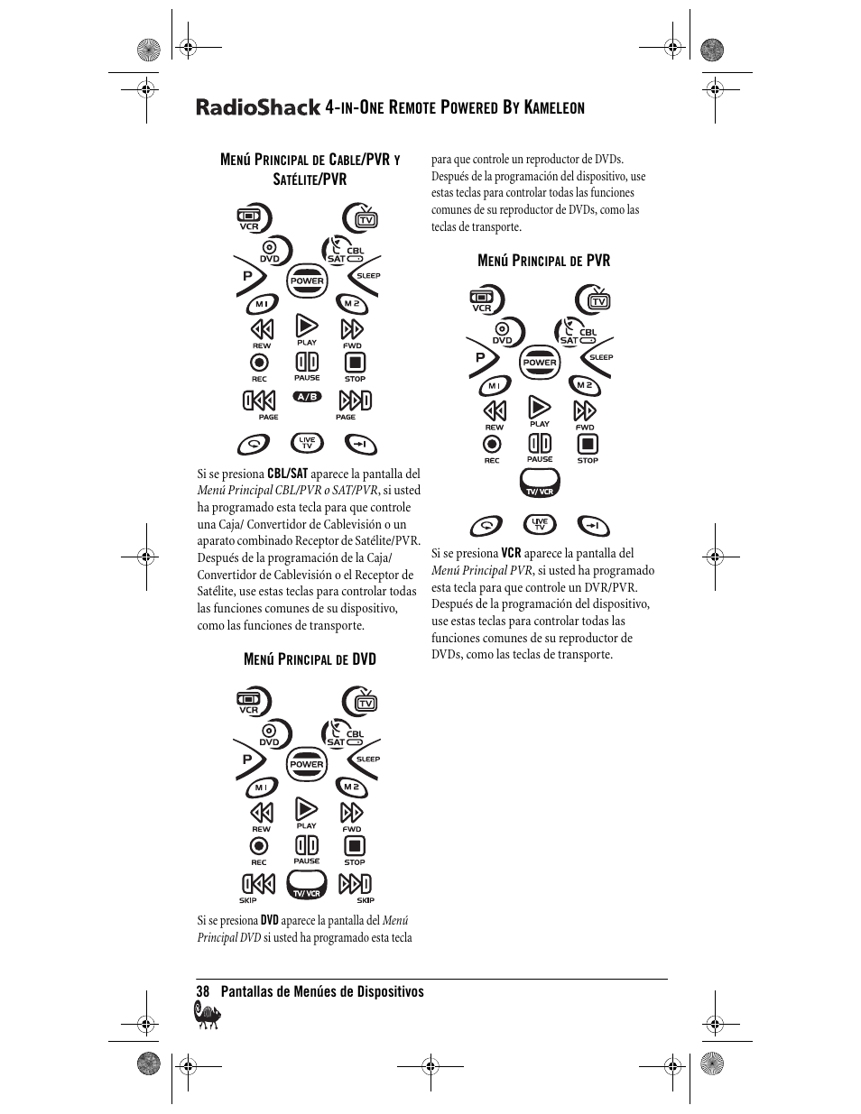 Radio Shack Kameleon 4-in-One User Manual | Page 38 / 58