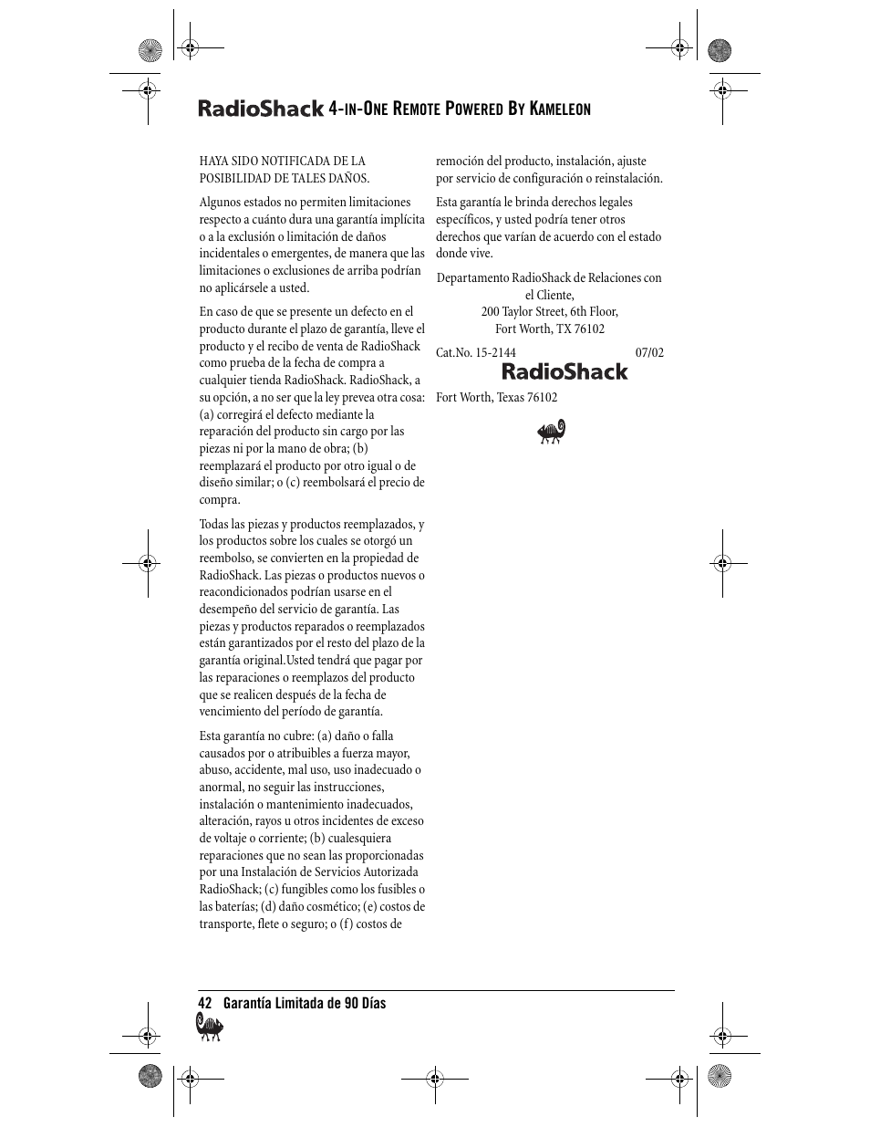 Radio Shack Kameleon 4-in-One User Manual | Page 42 / 58